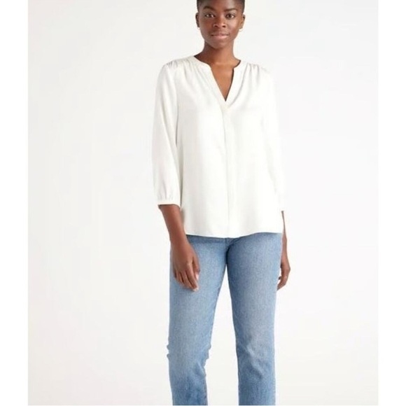 Quince Tops - Quince Silk Washable Classic ivory Blouse